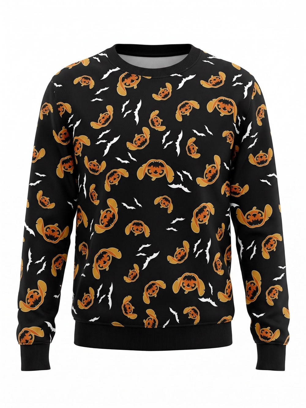 Disney Crewneck Halloween Sweatshirt with Stitch Pumpkin Head & Bats Size Small